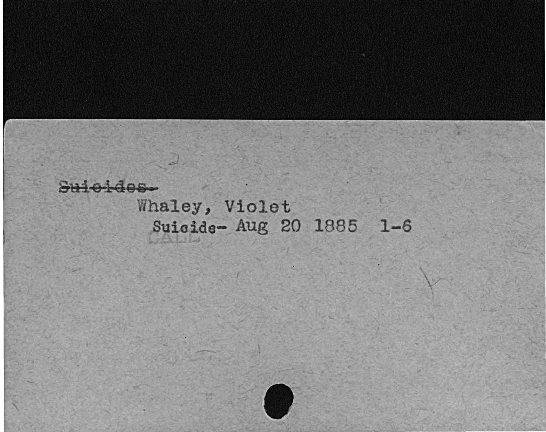 di3. i npWhaley, VioletSuicide— Aug 20 1885 1— 6